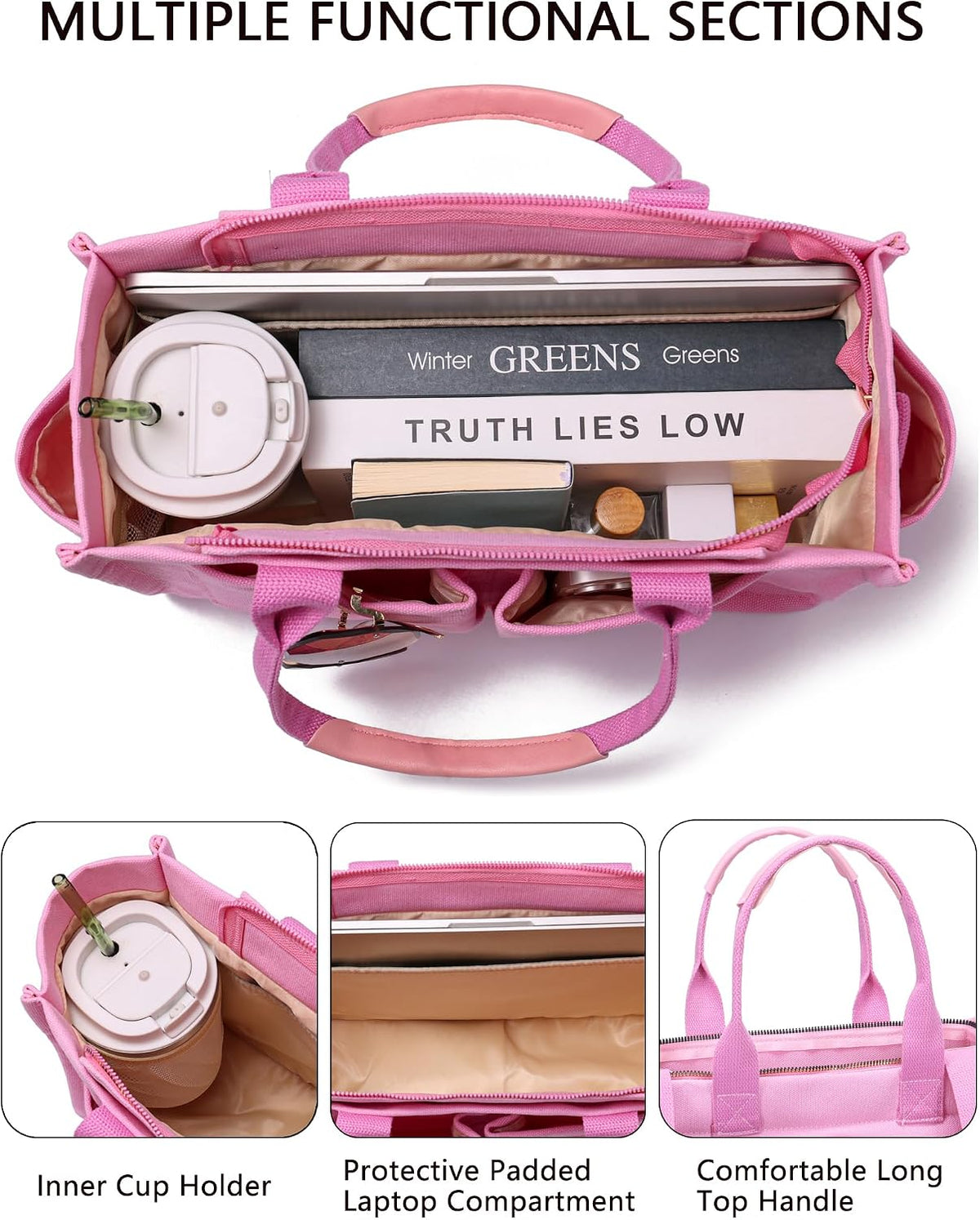 ZHMO Canvas Tote Bag for Women,Women's Bags Crossbody Bags Work Laptop Tote Bag Large Handbags Purse for Travel Nurse Teacher