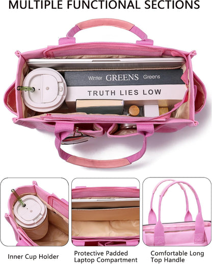 ZHMO Canvas Tote Bag for Women,Women's Bags Crossbody Bags Work Laptop Tote Bag Large Handbags Purse for Travel Nurse Teacher