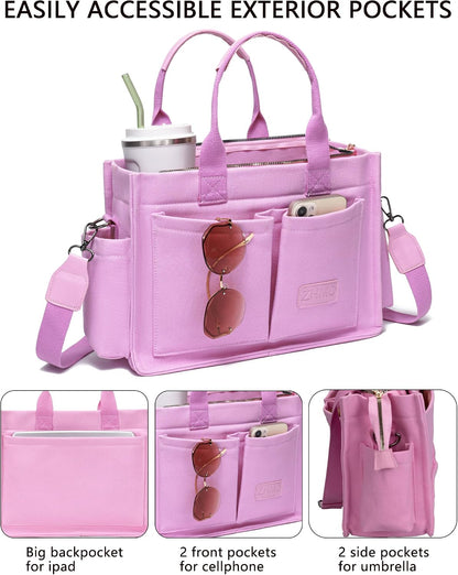 ZHMO Canvas Tote Bag for Women,Women's Bags Crossbody Bags Work Laptop Tote Bag Large Handbags Purse for Travel Nurse Teacher