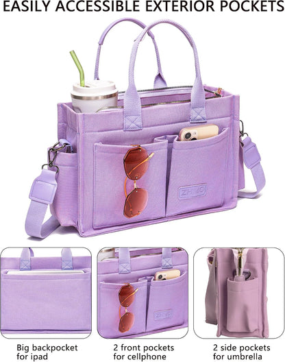 ZHMO Canvas Tote Bag for Women,Women's Bags Crossbody Bags Work Laptop Tote Bag Large Handbags Purse for Travel Nurse Teacher