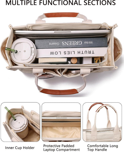 ZHMO Canvas Tote Bag for Women,Women's Bags Crossbody Bags Work Laptop Tote Bag Large Handbags Purse for Travel Nurse Teacher