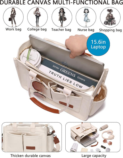 ZHMO Canvas Tote Bag for Women,Women's Bags Crossbody Bags Work Laptop Tote Bag Large Handbags Purse for Travel Nurse Teacher