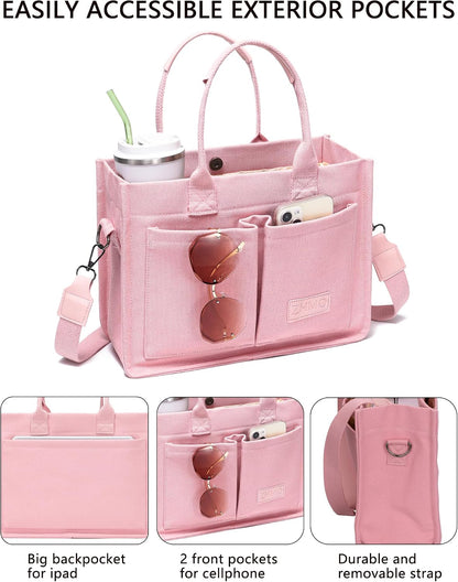 ZHMO Canvas Tote Bag for Women,Women's Bags Crossbody Bags Work Laptop Tote Bag Large Handbags Purse for Travel Nurse Teacher