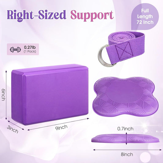 5 Pcs Yoga Blocks Knee Pads Strap Set Foam Pilates