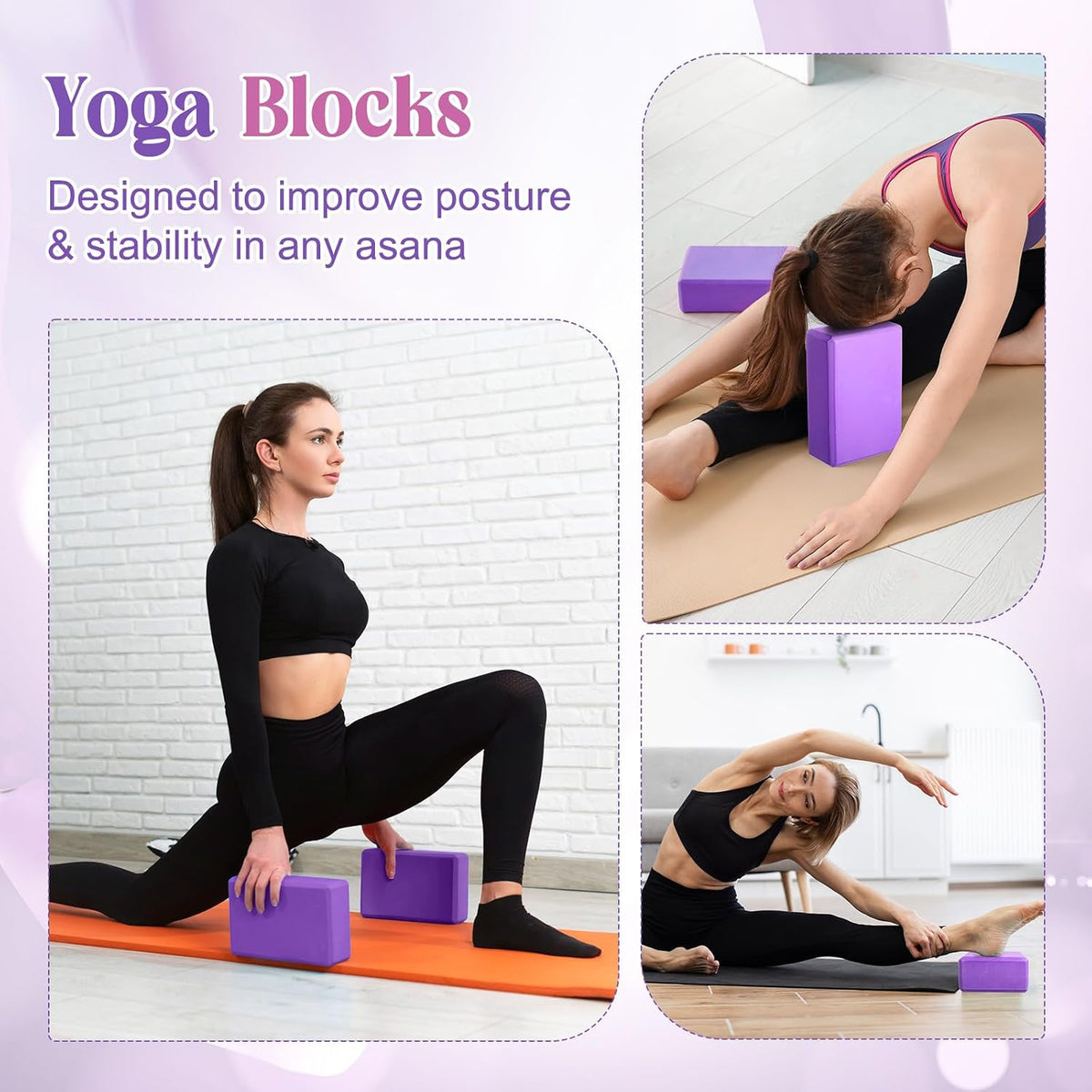 5 Pcs Yoga Blocks Knee Pads Strap Set Foam Pilates