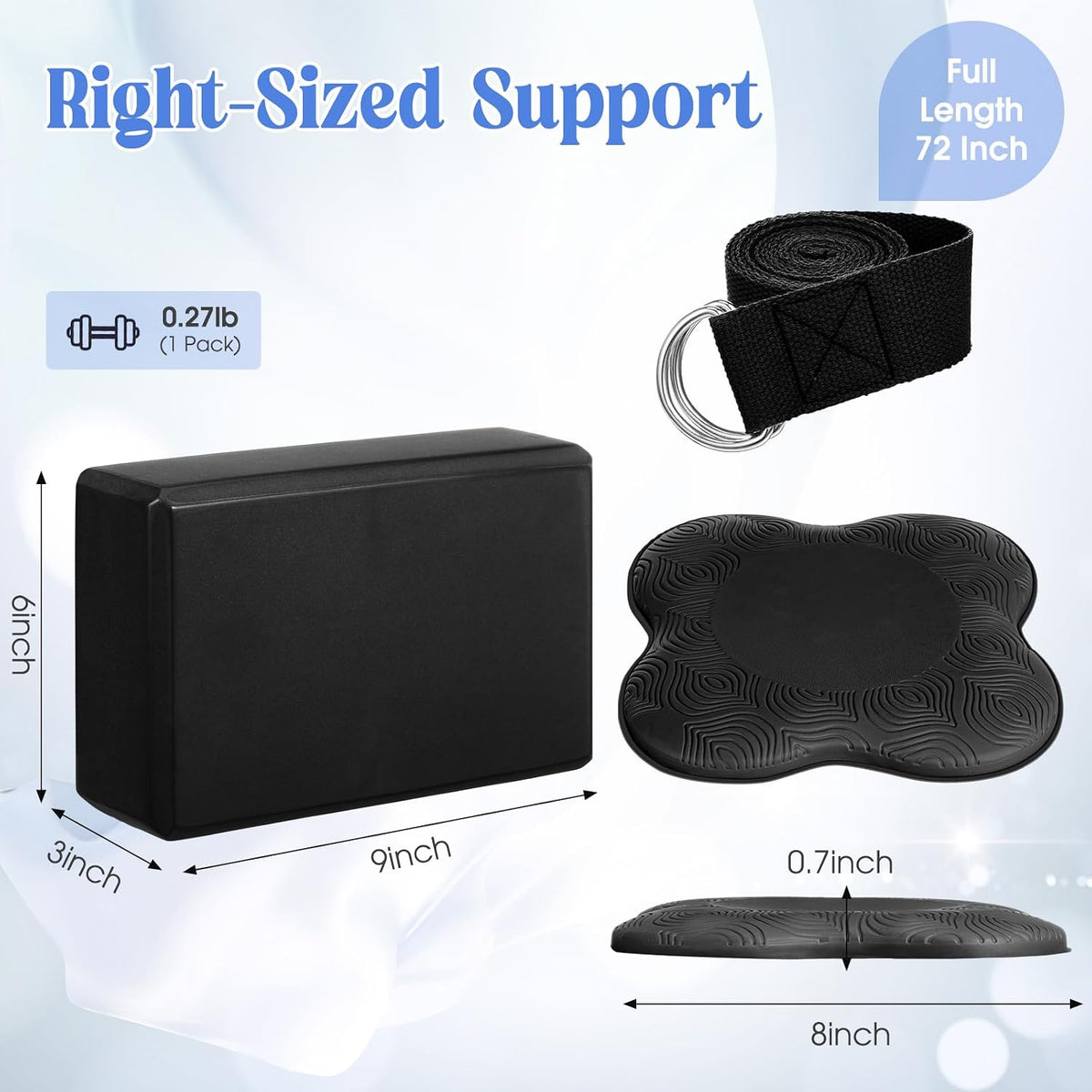 5 Pcs Yoga Blocks Knee Pads Strap Set Foam Pilates