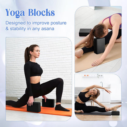 5 Pcs Yoga Blocks Knee Pads Strap Set Foam Pilates