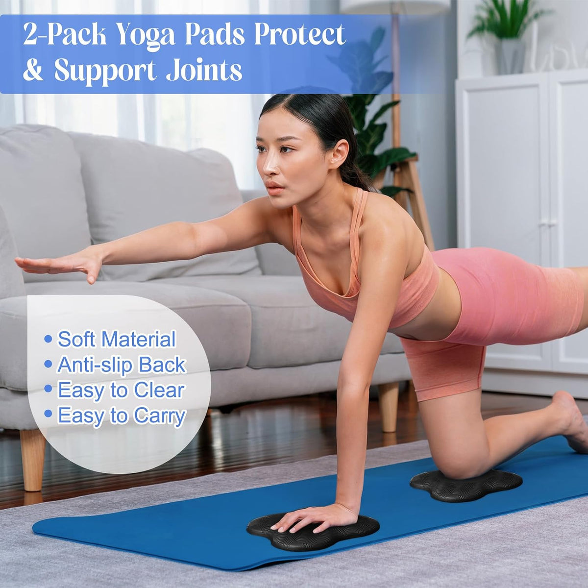 5 Pcs Yoga Blocks Knee Pads Strap Set Foam Pilates