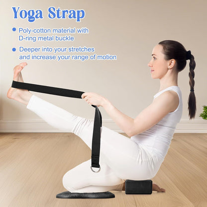 5 Pcs Yoga Blocks Knee Pads Strap Set Foam Pilates