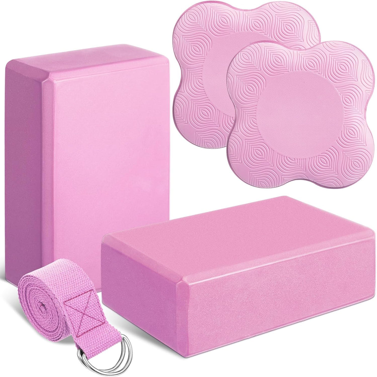 5 Pcs Yoga Blocks Knee Pads Strap Set Foam Pilates