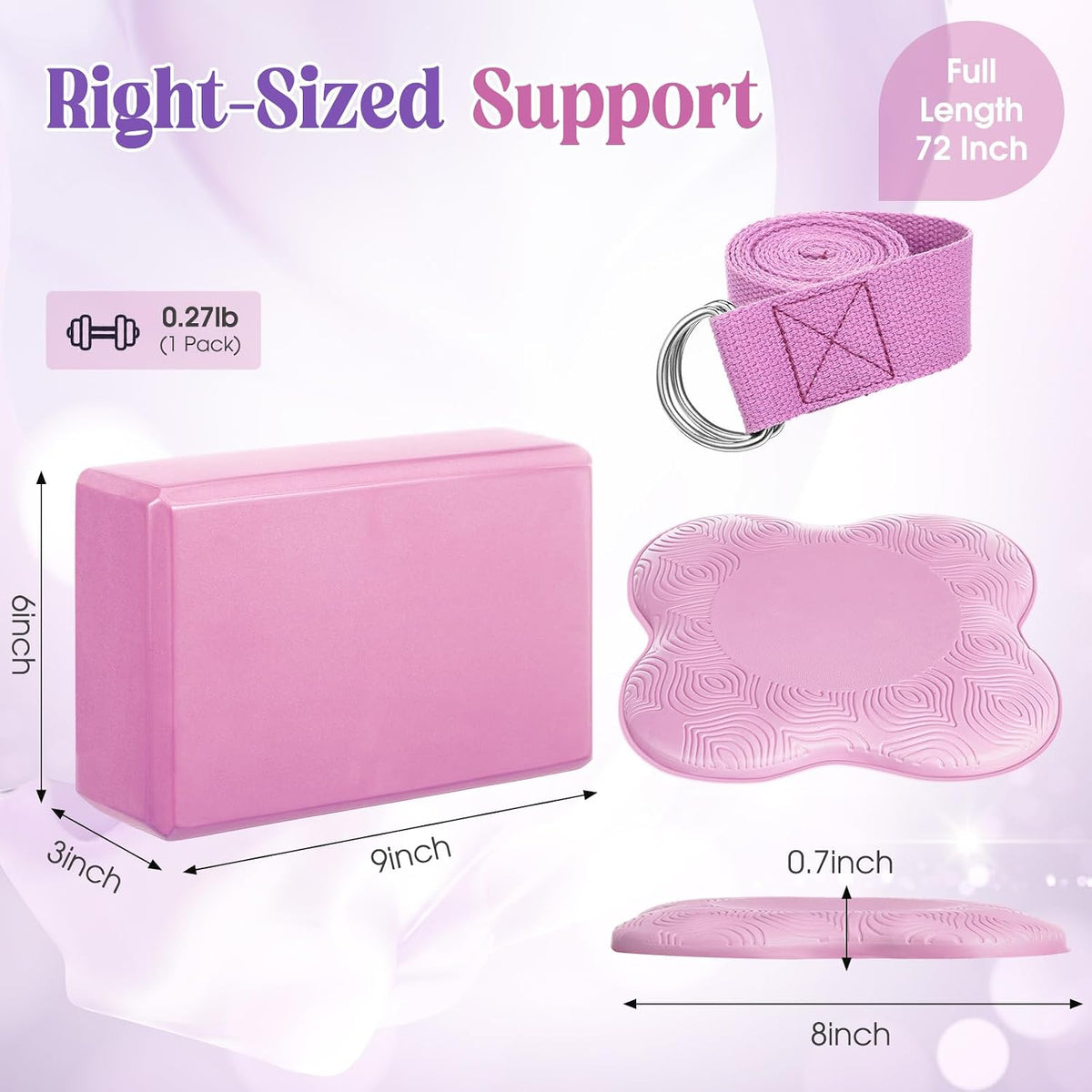 5 Pcs Yoga Blocks Knee Pads Strap Set Foam Pilates