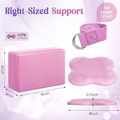 5 Pcs Yoga Blocks Knee Pads Strap Set Foam Pilates