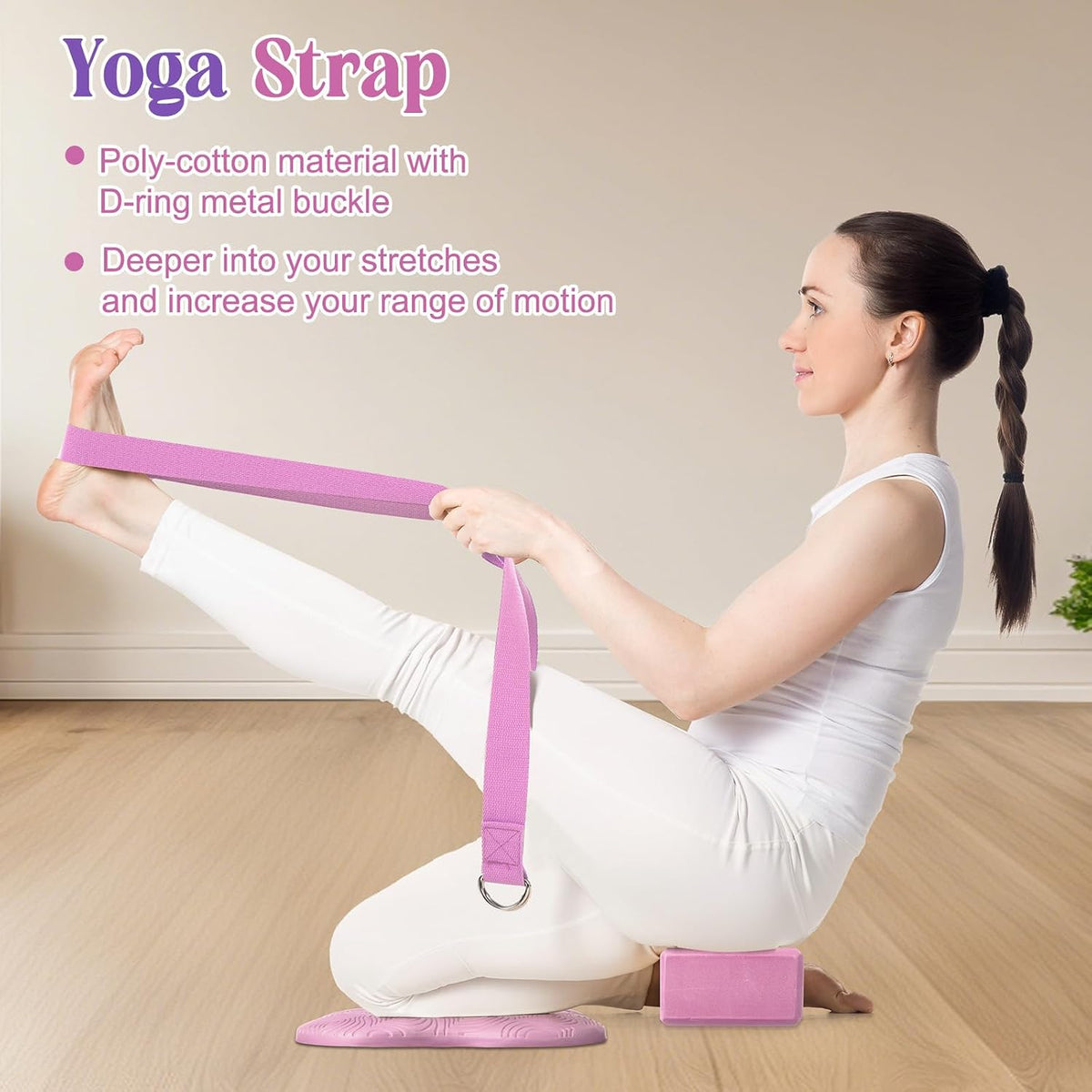 5 Pcs Yoga Blocks Knee Pads Strap Set Foam Pilates