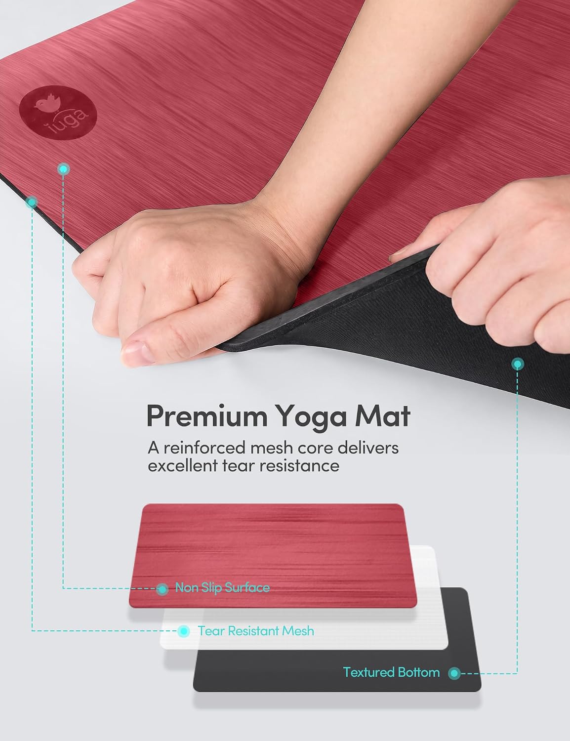 Pro Non Slip Yoga Mat Thick for Hot Yoga, Pilates, Workout & Home Gym