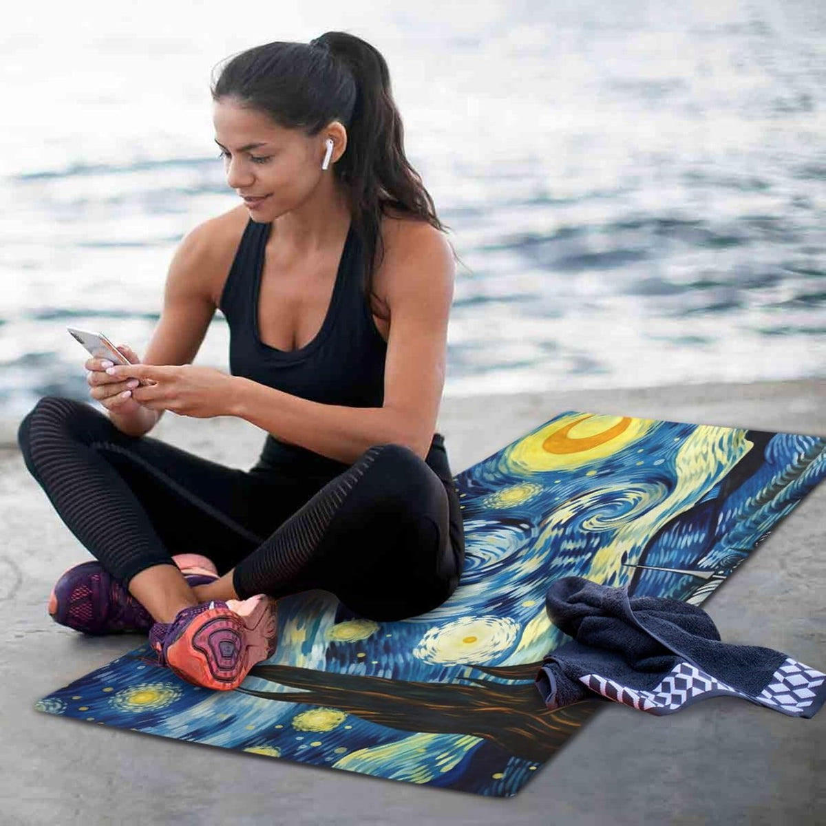 Starry Night Van Gogh Yoga Mat Non Slip Thick Pilates Fitness Mats Portable Exercise Mats for Home Workout Gym 71 * 26 inches