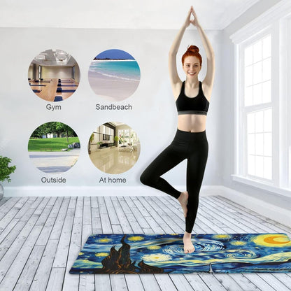 Starry Night Van Gogh Yoga Mat Non Slip Thick Pilates Fitness Mats Portable Exercise Mats for Home Workout Gym 71 * 26 inches