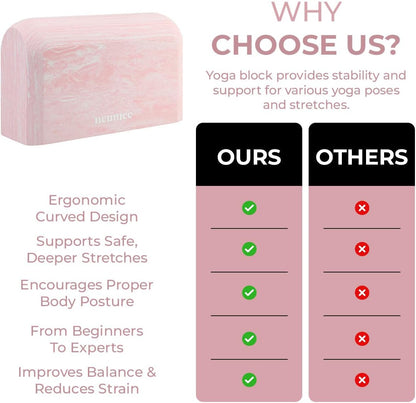Yoga Block, EVA Foam Yoga Brick with Arc Shape & Non-Slip Grip, Lightweight Portable Yoga Block for Women Men, Ink Painting Design, Yoga Accessories for Poses, Pilates, Meditation, Balance & Stretching