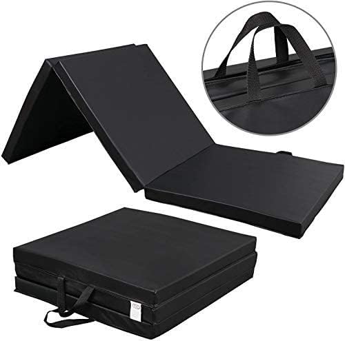 Tri-Foldable Gymnastics Tumbling Thick Mats with Carrying Handles for Home Exercise, Gym, Stretching, Core Workouts, Yoga, 6X2X2