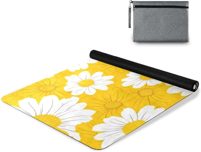 Yellow Daisy Yoga Mat Non-Slip Eco-Friendly Exercise Fitness Mat for Yoga Pilates and Floor Workouts for Women & Men, 71 x 26 in