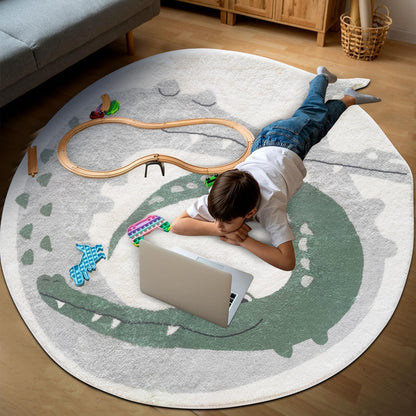 Cute Animals Round Rug,39.4“ Non Slip Soft Area Rugs for Living Room Bedroom