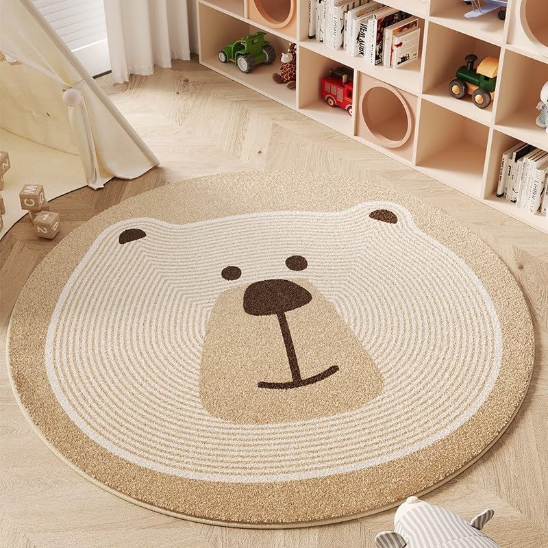 Cute Animals Round Rug,39.4“ Non Slip Soft Area Rugs for Living Room Bedroom
