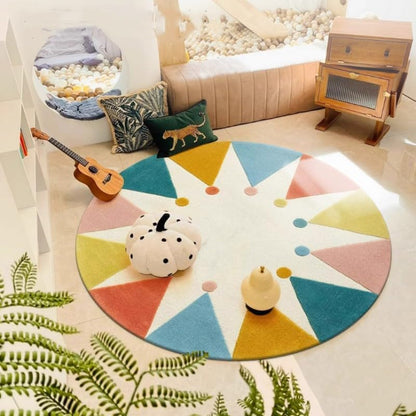 Cute Animals Round Rug,39.4“ Non Slip Soft Area Rugs for Living Room Bedroom