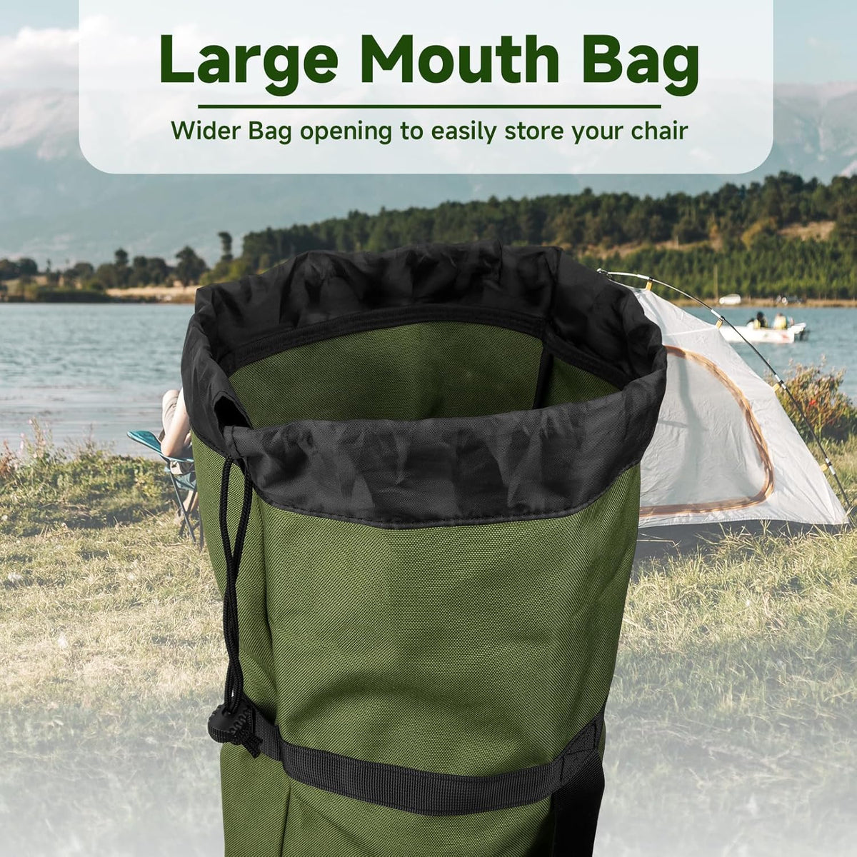 Foldable Camp Chair Replacement Bag Carrying Bag Large Mouth Bag with Shoulder Strap for Outdoor Camping, Heavy Duty Large Storage Folding Chair Bag 48 inches (Chair is not Included)