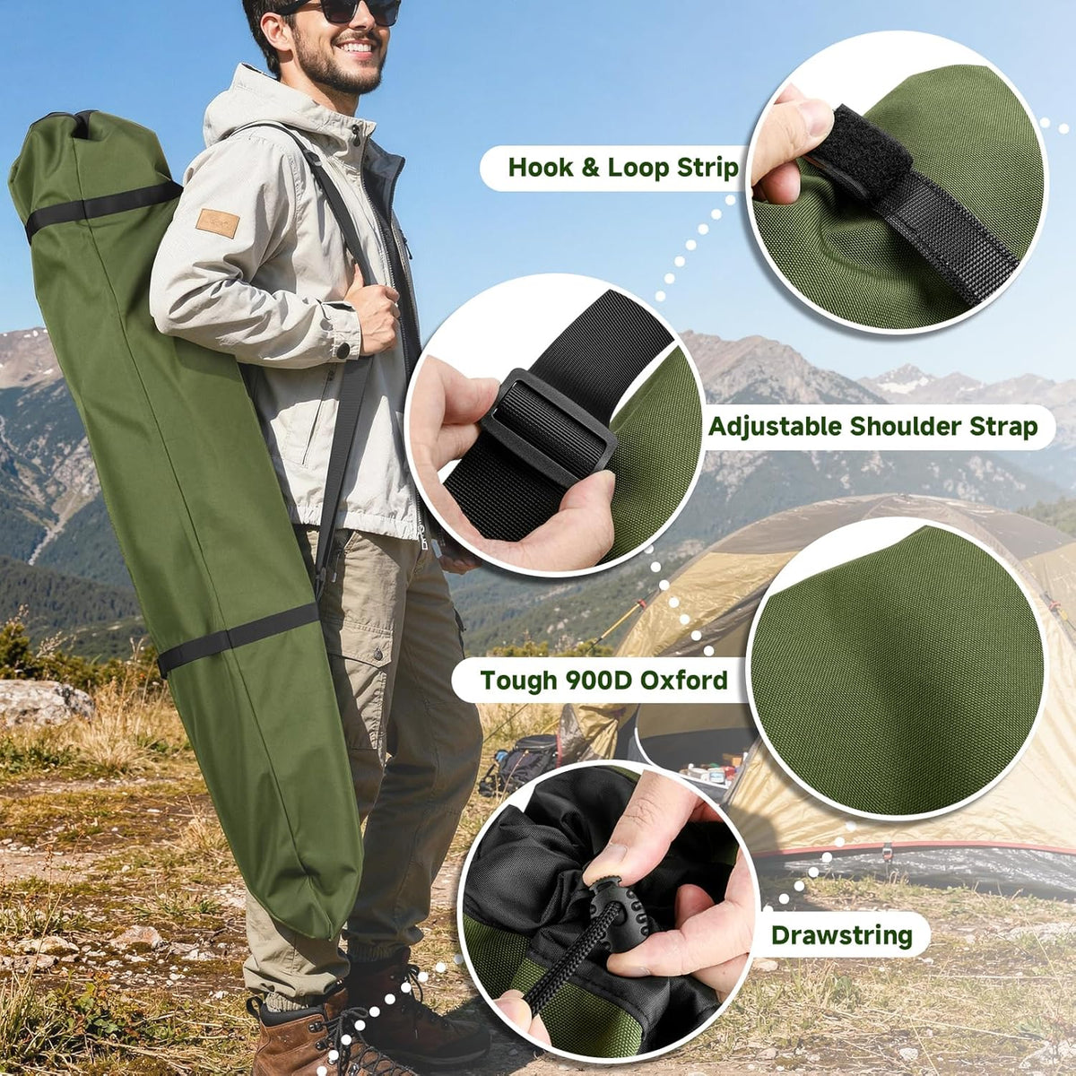 Foldable Camp Chair Replacement Bag Carrying Bag Large Mouth Bag with Shoulder Strap for Outdoor Camping, Heavy Duty Large Storage Folding Chair Bag 48 inches (Chair is not Included)