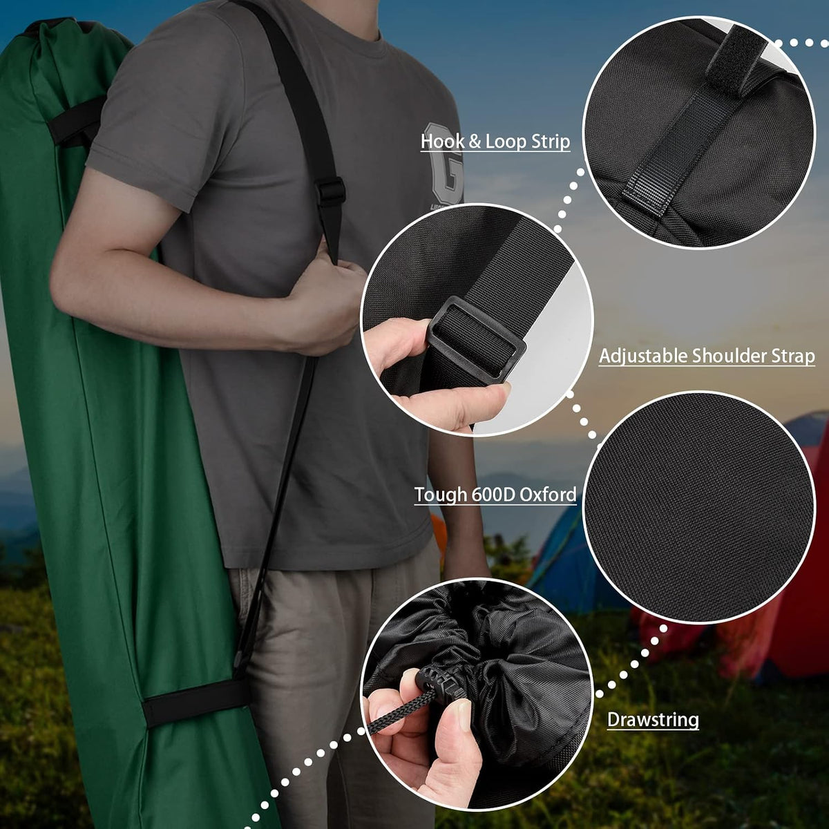 Foldable Camp Chair Replacement Bag Carrying Bag Large Mouth Bag with Shoulder Strap for Outdoor Camping, Heavy Duty Large Storage Folding Chair Bag 48 inches (Chair is not Included)