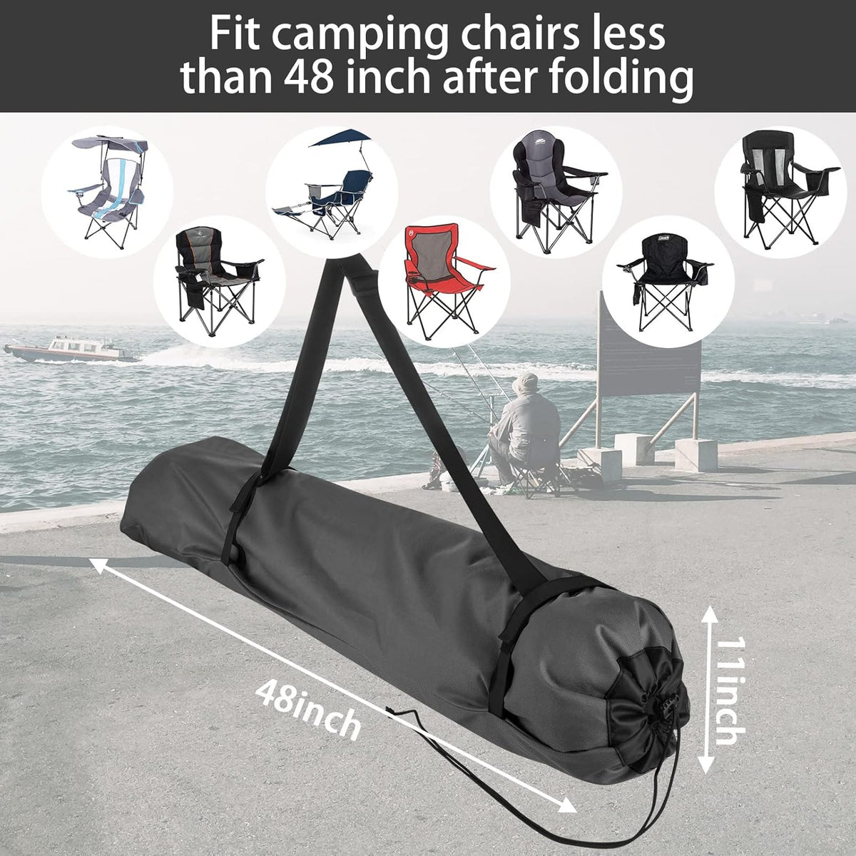 Foldable Camp Chair Replacement Bag Carrying Bag Large Mouth Bag with Shoulder Strap for Outdoor Camping, Heavy Duty Large Storage Folding Chair Bag 48 inches (Chair is not Included)
