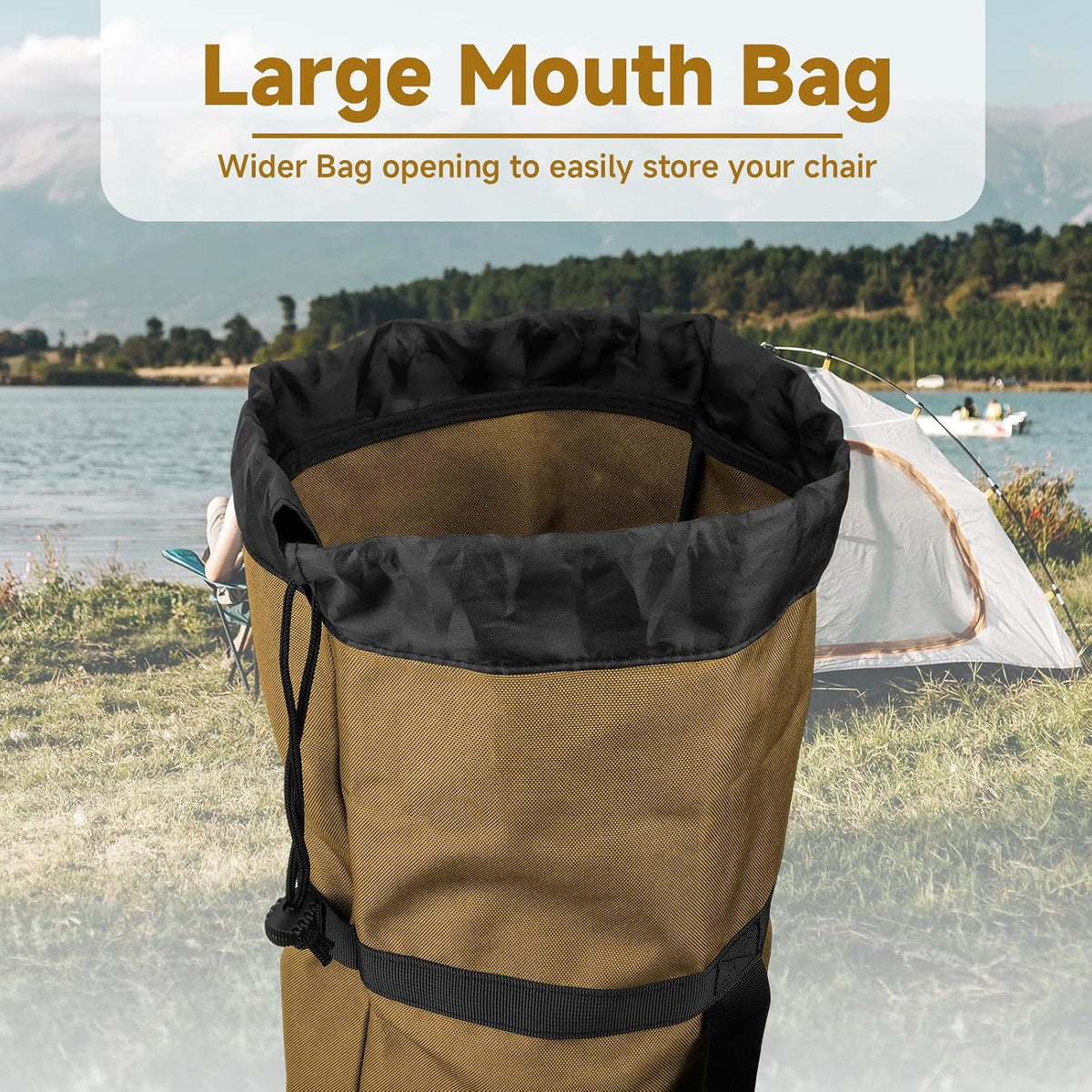 Foldable Camp Chair Replacement Bag Carrying Bag Large Mouth Bag with Shoulder Strap for Outdoor Camping, Heavy Duty Large Storage Folding Chair Bag 48 inches (Chair is not Included)