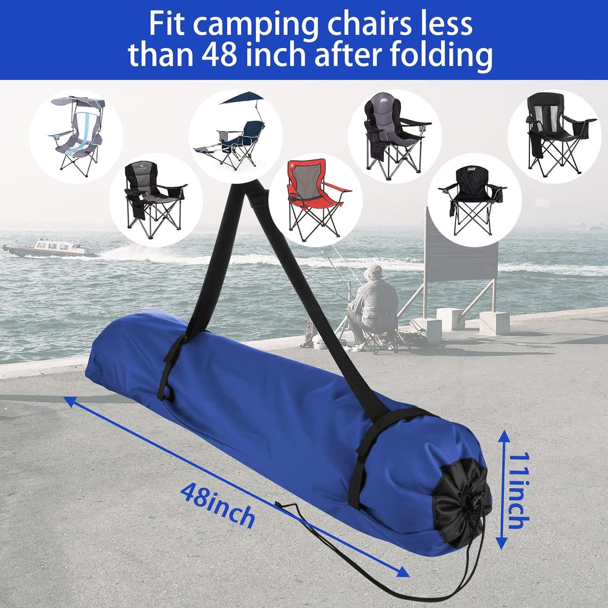 Foldable Camp Chair Replacement Bag Carrying Bag Large Mouth Bag with Shoulder Strap for Outdoor Camping, Heavy Duty Large Storage Folding Chair Bag 48 inches (Chair is not Included)