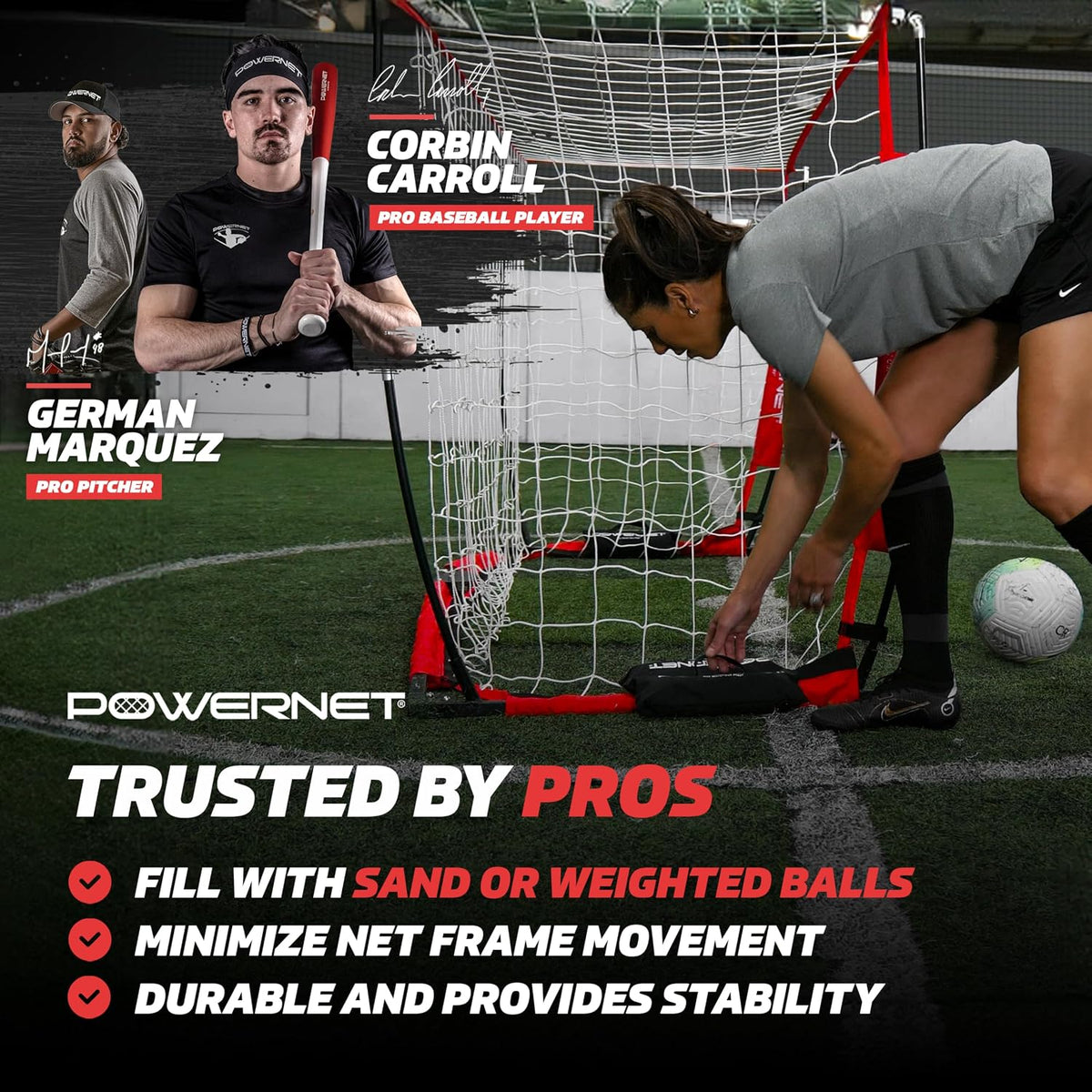 All Sport Sandbags, Portable Soccer Goal Stability Sand Bags, Extra Weight for Football, Softball or Baseball Net, Fill Heavy Duty Bags with Sand or Weighted Balls