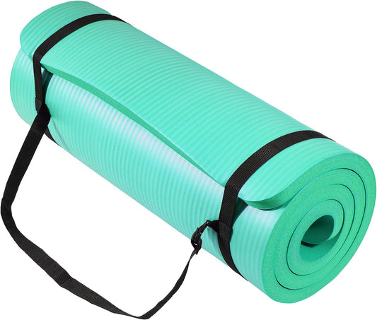 Extra Thick High-Density Foam Yoga Mat – Multiple Thicknesses (1/2" & 1") / Multiple Colors – Double-Sided Non-Slip Surface – with Carrying Strap for Pilates, Yoga & Home Workouts