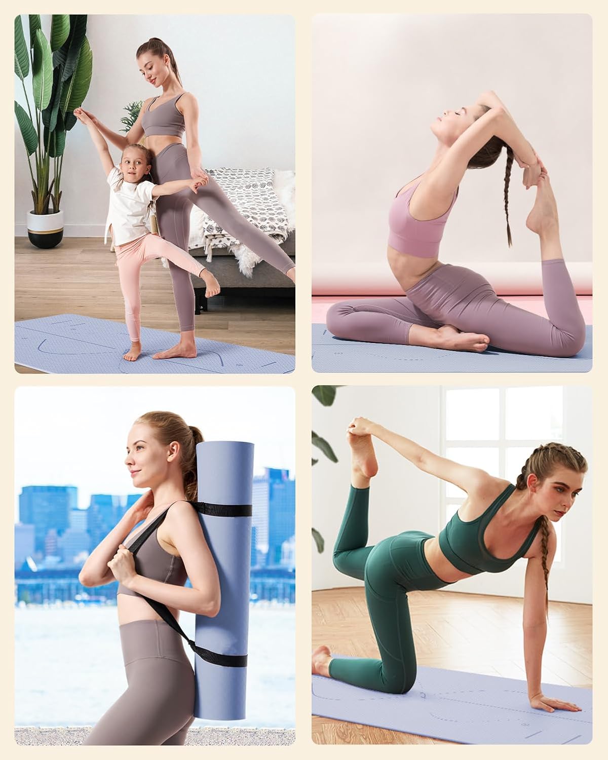 Yoga Mat, 72"x 32"x1/3" Extra Wide Non-Slip Exercise Fitness Yoga Mats,Eco-Friendly TPE Exercise Mats for Women Men Home Workout with Strap Bag