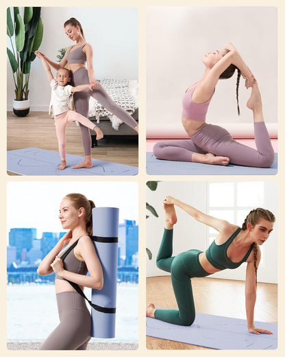 Yoga Mat, 72"x 32"x1/3" Extra Wide Non-Slip Exercise Fitness Yoga Mats,Eco-Friendly TPE Exercise Mats for Women Men Home Workout with Strap Bag