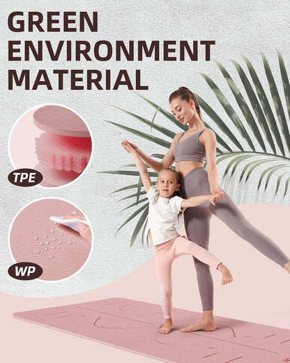 Yoga Mat, 72"x 32"x1/3" Extra Wide Non-Slip Exercise Fitness Yoga Mats,Eco-Friendly TPE Exercise Mats for Women Men Home Workout with Strap Bag
