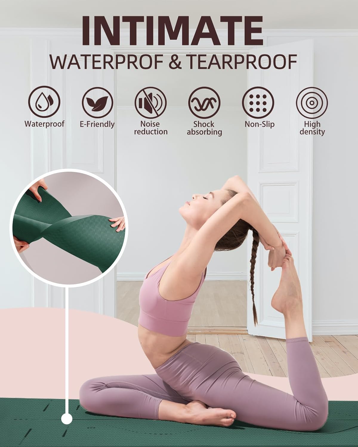 Yoga Mat, 72"x 32"x1/3" Extra Wide Non-Slip Exercise Fitness Yoga Mats,Eco-Friendly TPE Exercise Mats for Women Men Home Workout with Strap Bag