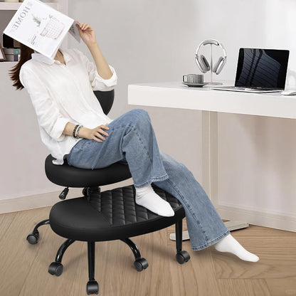 Cross Legged Office Chair, ADHD Chair with Wider Footrest and Wheels