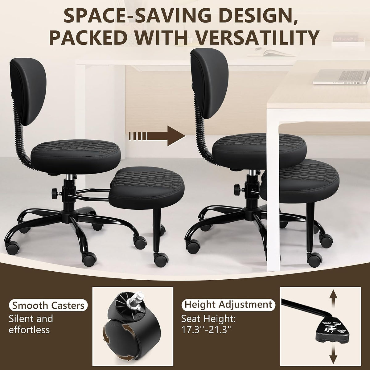 Cross Legged Office Chair, ADHD Chair with Wider Footrest and Wheels