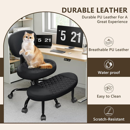 Cross Legged Office Chair, ADHD Chair with Wider Footrest and Wheels