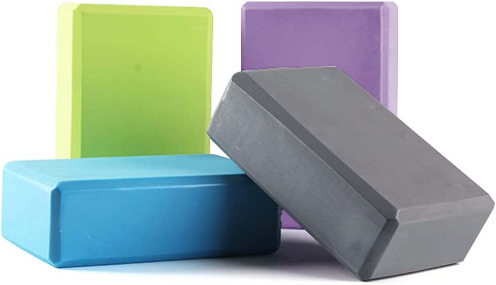 4 Pcs Yoga Blocks High Density EVA Yoga Brick Foam Blocks to Improve Strength, Flexibility and Balance, Non-Slip Surface for Yoga Pilates Meditation