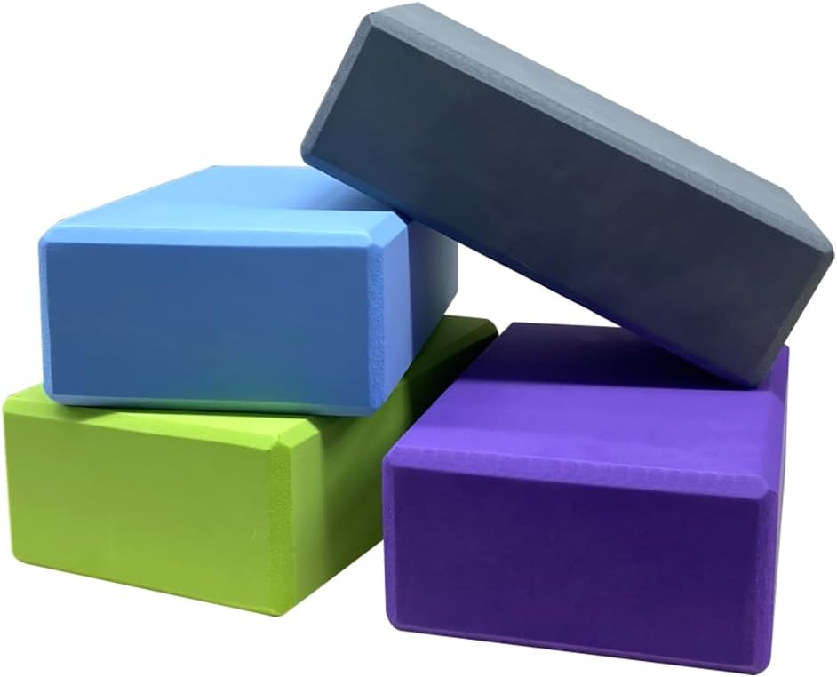 4 Pcs Yoga Blocks High Density EVA Yoga Brick Foam Blocks to Improve Strength, Flexibility and Balance, Non-Slip Surface for Yoga Pilates Meditation