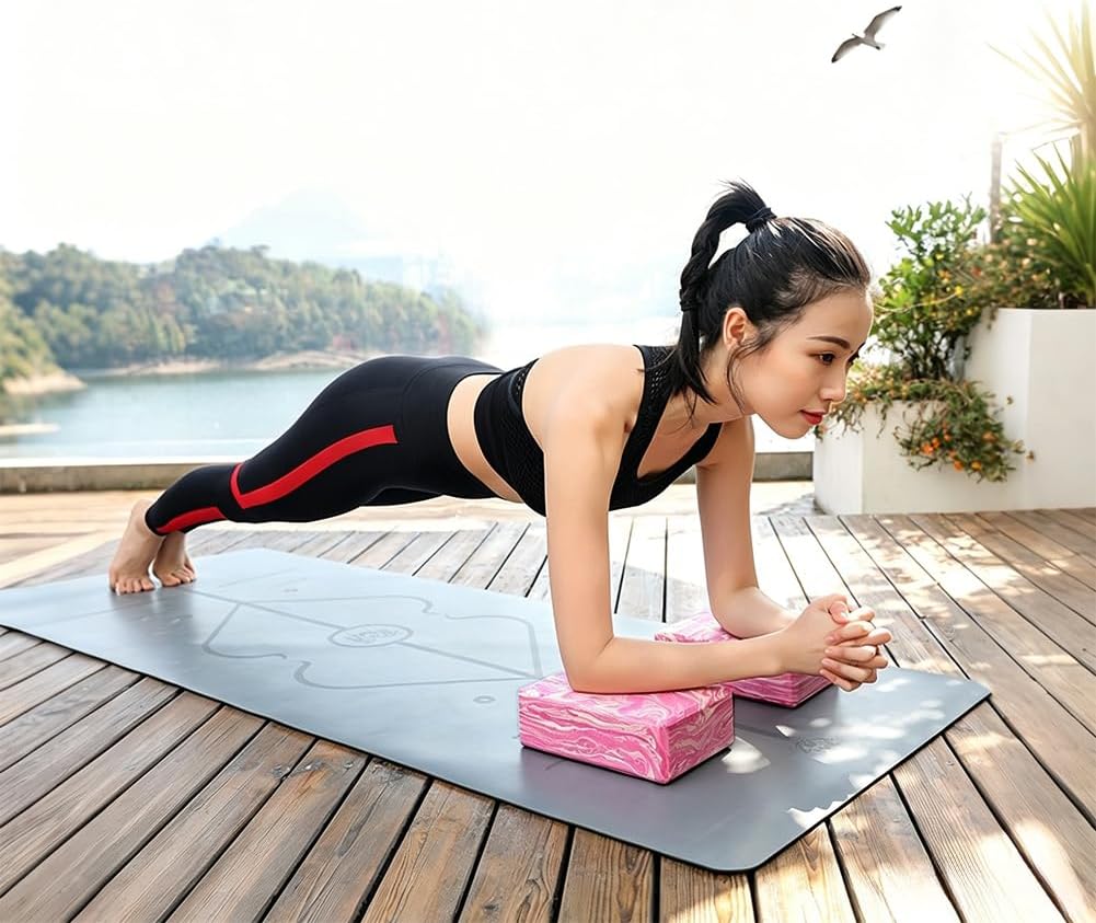 4 Pcs Yoga Blocks High Density EVA Yoga Brick Foam Blocks to Improve Strength, Flexibility and Balance, Non-Slip Surface for Yoga Pilates Meditation