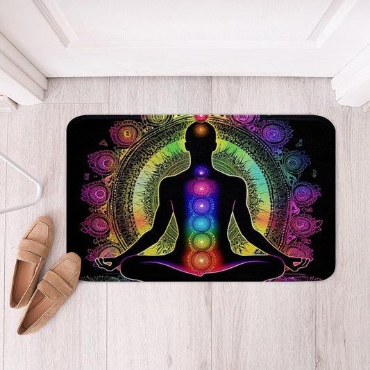 Yoga Bathroom Rugs Gradient Bath Mat,Meditation 20"X 32" Doormats Floor Mats for Kids Boys Girls Teens Lotus Art Non Slip Bath Rug