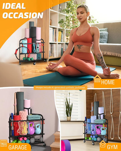 Home Gym Storage Rack for Dumbbells, Kettlebells and Yoga Mats