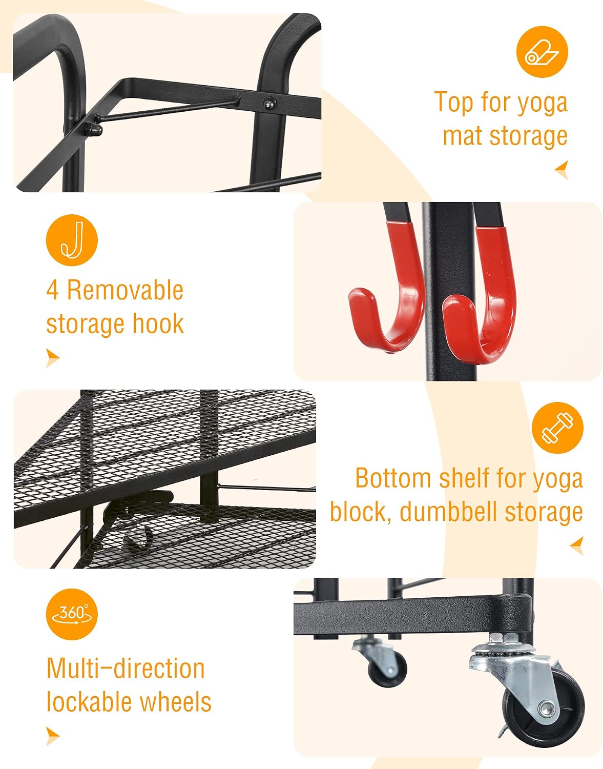 Home Gym Storage Rack for Dumbbells, Kettlebells and Yoga Mats