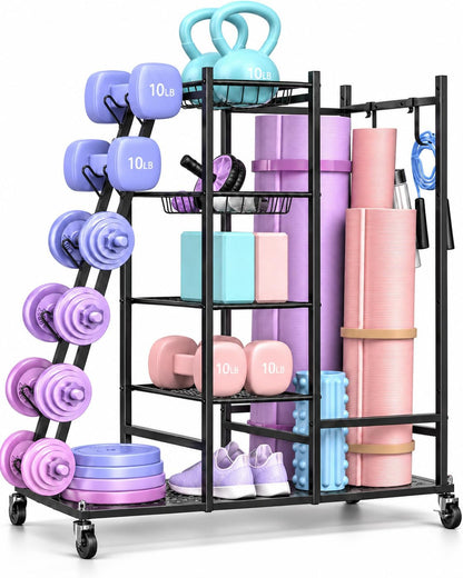 Home Gym Storage Rack for Dumbbells, Kettlebells and Yoga Mats