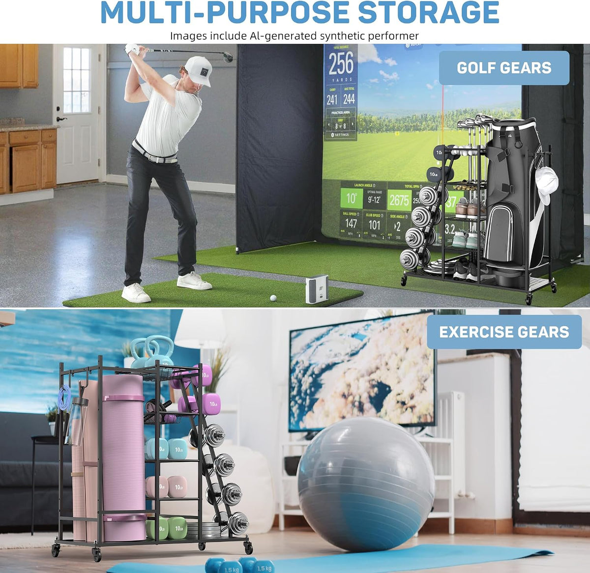 Home Gym Storage Rack for Dumbbells, Kettlebells and Yoga Mats