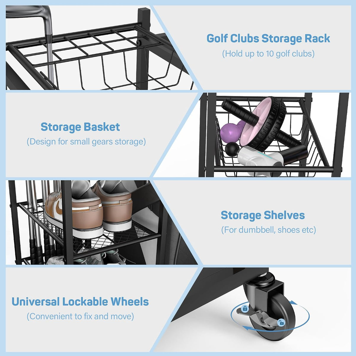 Home Gym Storage Rack for Dumbbells, Kettlebells and Yoga Mats